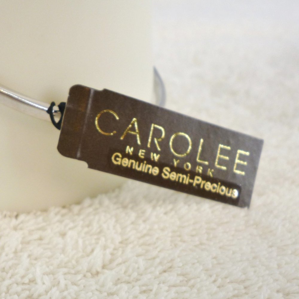 Carolee Bracelet Green Gemstone "Peace" Silver Plate Hinged 2.5" NWT Orig $75 - Picture 5 of 6